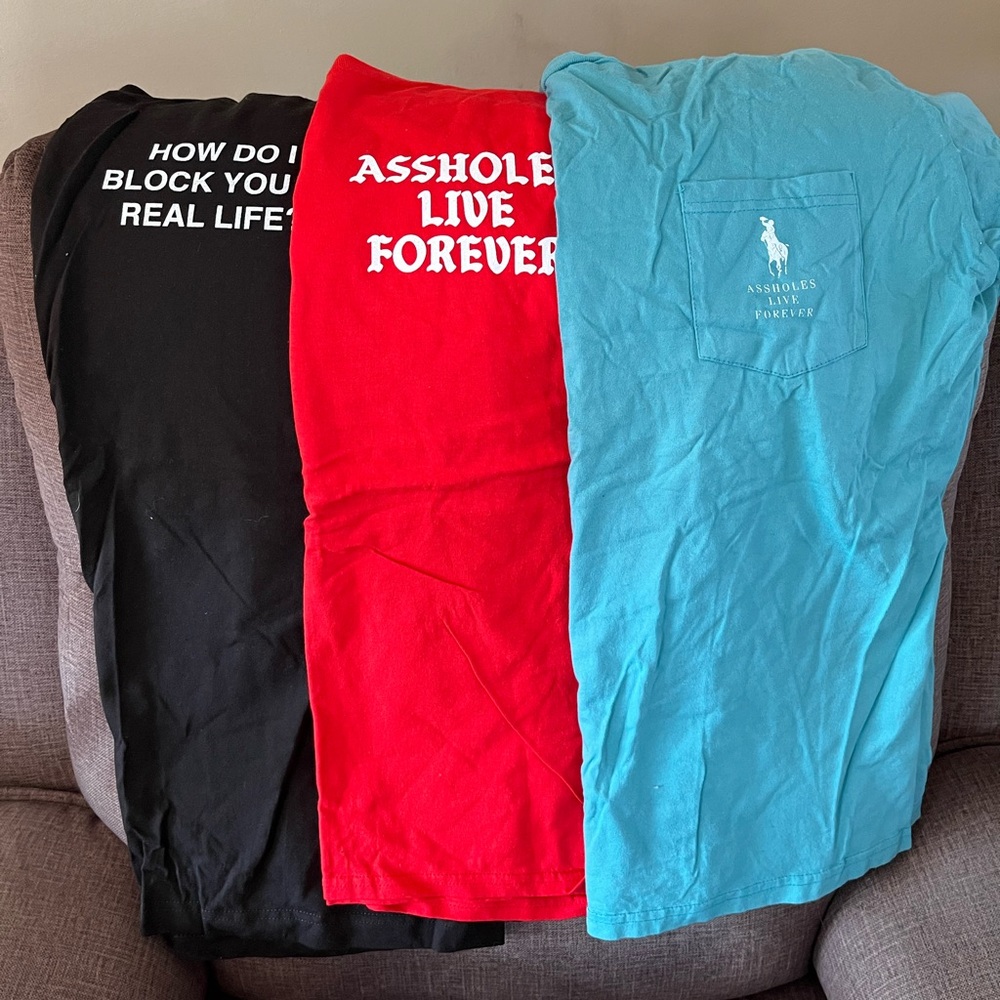 Men's Short Sleeve Graphic Tees - Black, Red, and Blue